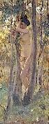 Julius LeBlanc Stewart Jeune femme nue dans un sous-bois oil painting on canvas